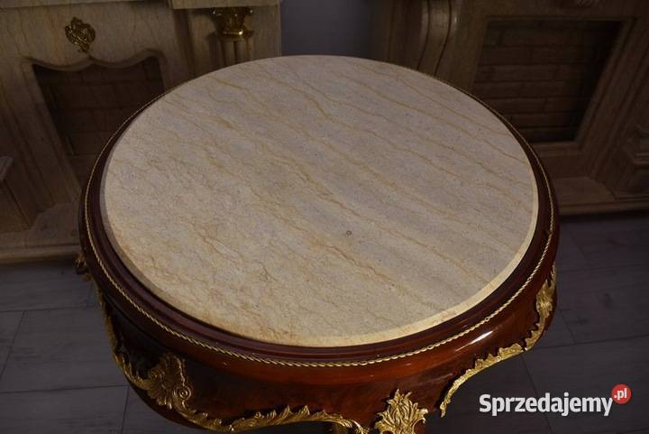 Duży Drewniany Stolik z Marmurowym Blatem Stół Kraków sprzedam