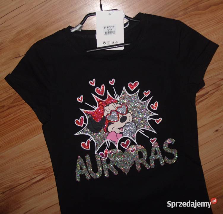 Serca MIKIHolo cyrkonie czarna NOWA bluzeczka Rawicz