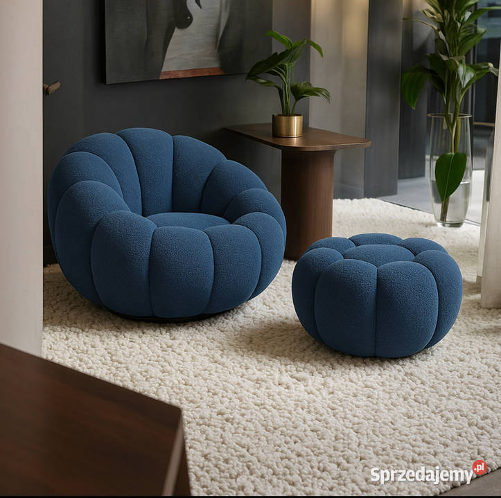 Designerski Fotel Z Podnóżkiem Dynia Różne wielkopolskie