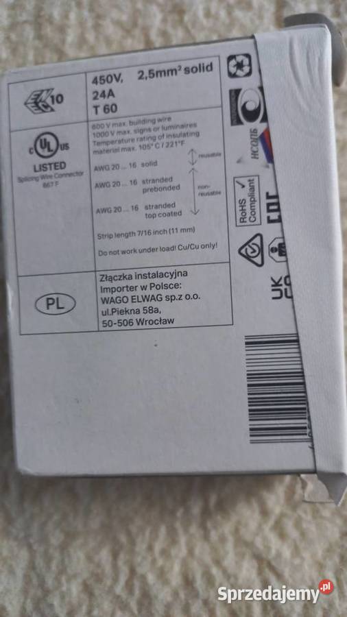WAGOszybkozłączki instalacyjne Compact model Elektryka wielkopolskie Poznań sprzedam