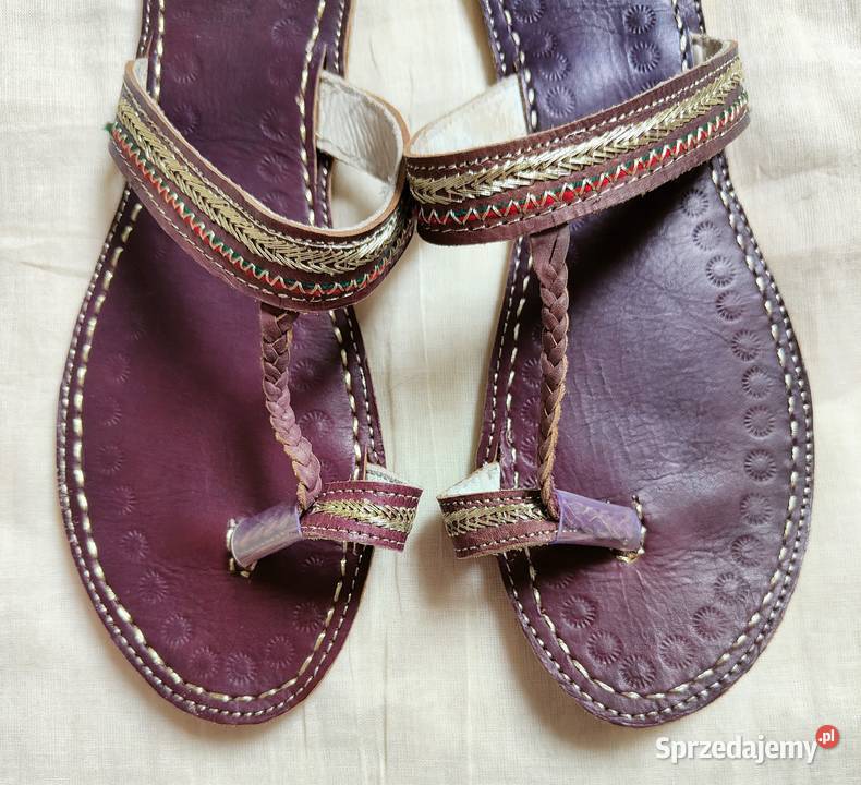Skórzane japonki kohalpuri 40 fioletowe Szczecin