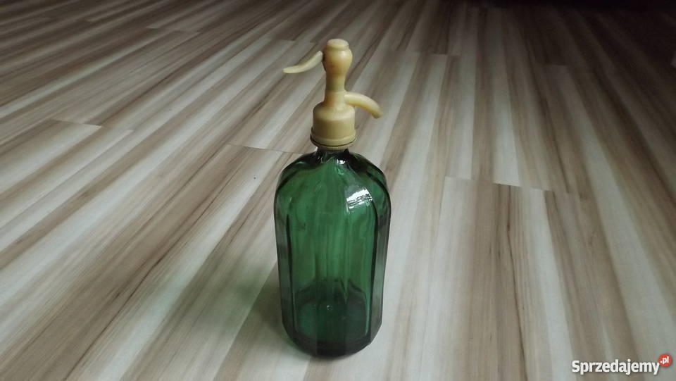 STARY szklany SYFON zielone szkło Grodziczno