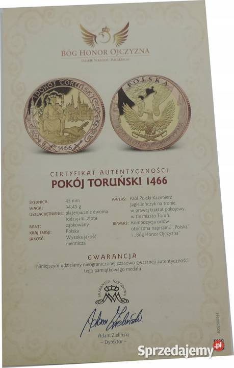 NUMIZMAT BÓG HONOR OJCZYZNA K2410 Warszawa