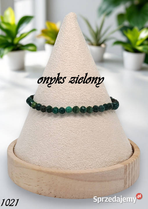 Bransoletka z onyksu ONYKS ZIELONY fasetowany