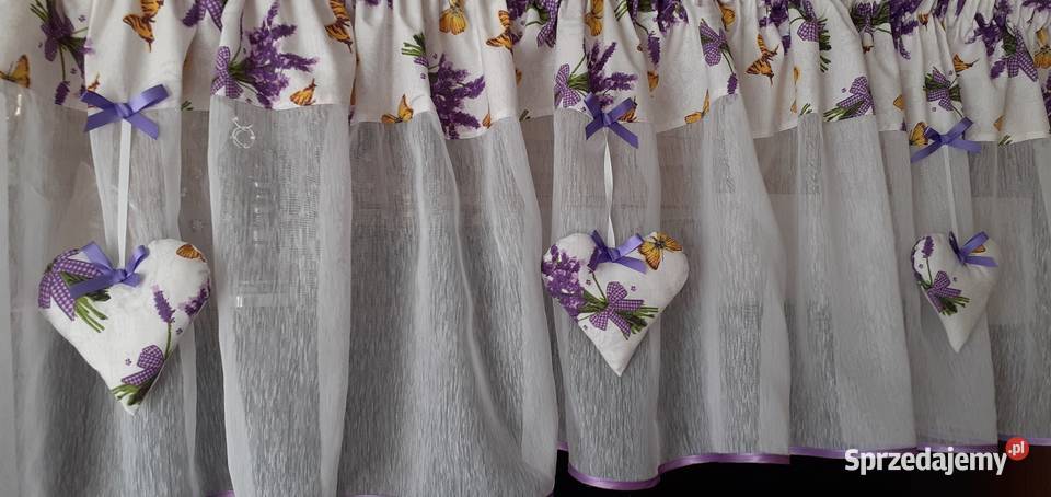 Lambrekin lawenda z motylkami Wystrój okien Mława