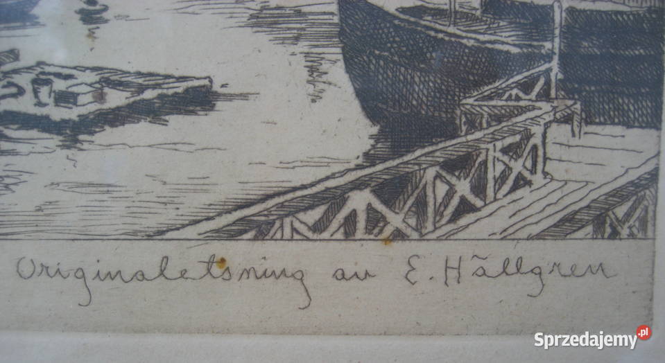 Litografia Ernst Hellgreen Hammarby Kvarn Malarstwo Warszawa