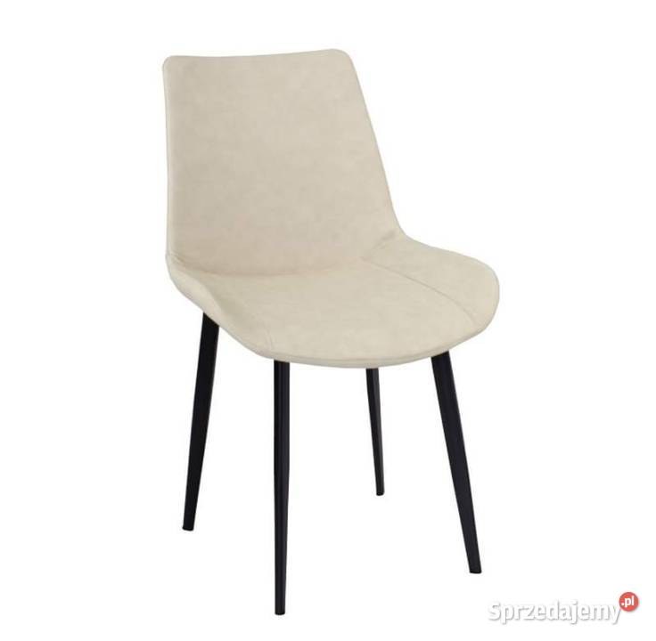 Krzesło białe z ekoskóry na metalowych nogach