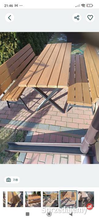 Stół ogrodowy z ławkami Mokrelipie