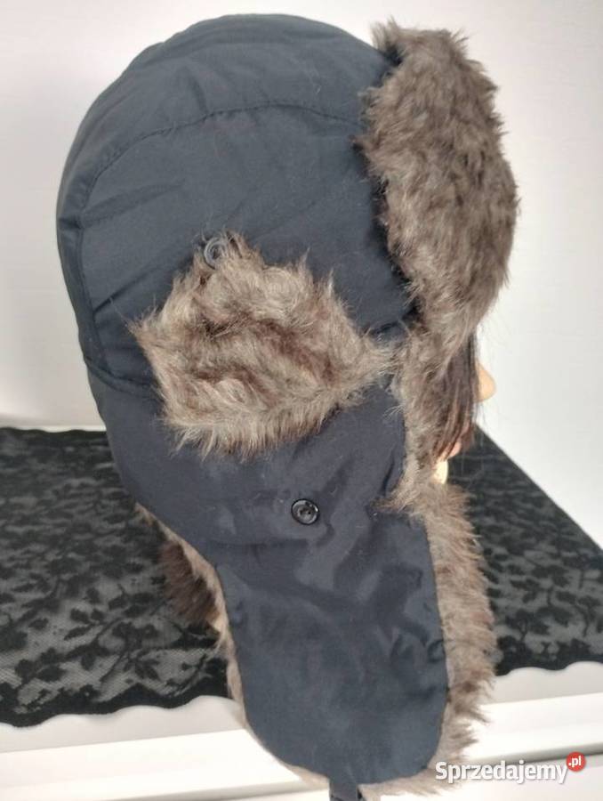 Czapka pilotka zimowa z futerkiem vintage retro Hażlach