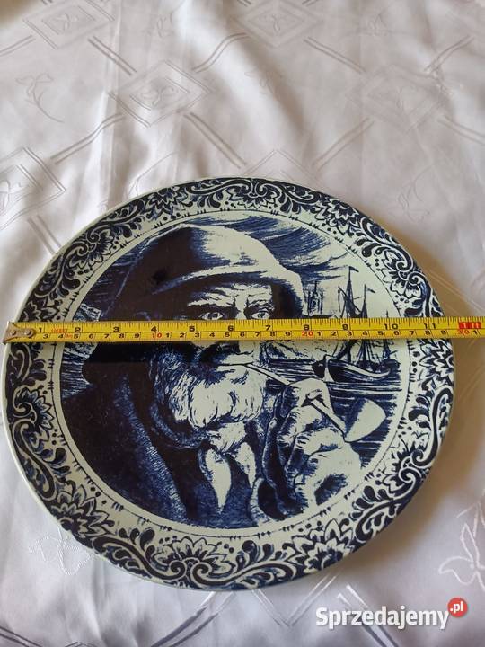 Piękne kobaltowy talerz do powieszenia na ścianę