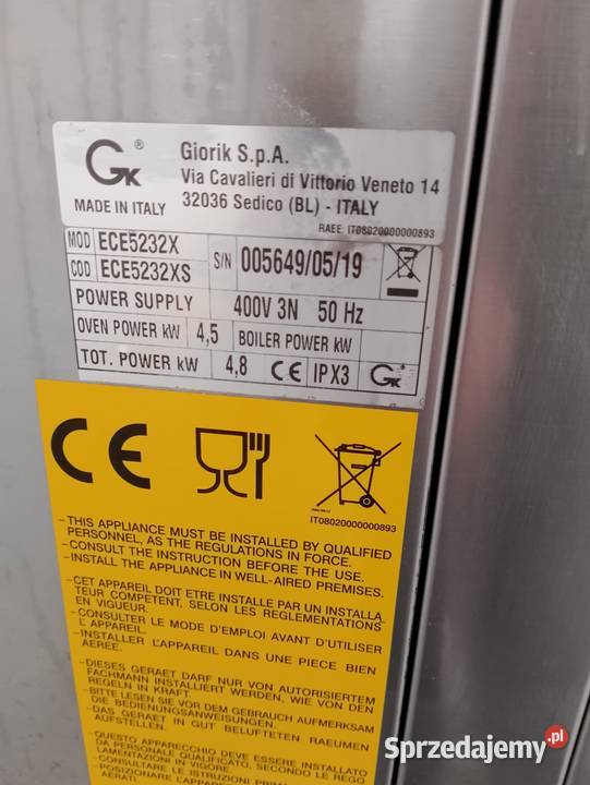 PIEC KONWEKCYJNOPAROWY MANUALNY GIORIK ECE5232X Wrocław