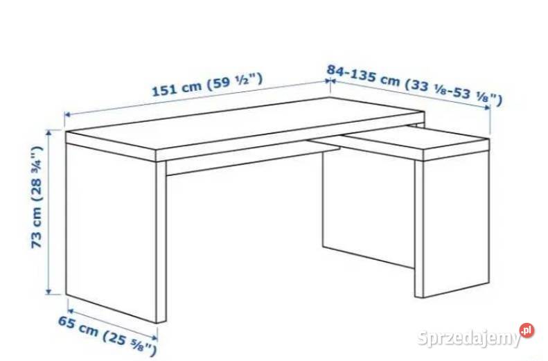 Nowe biurko IKEA MALM z wysuwanym panelem lubelskie Zamość