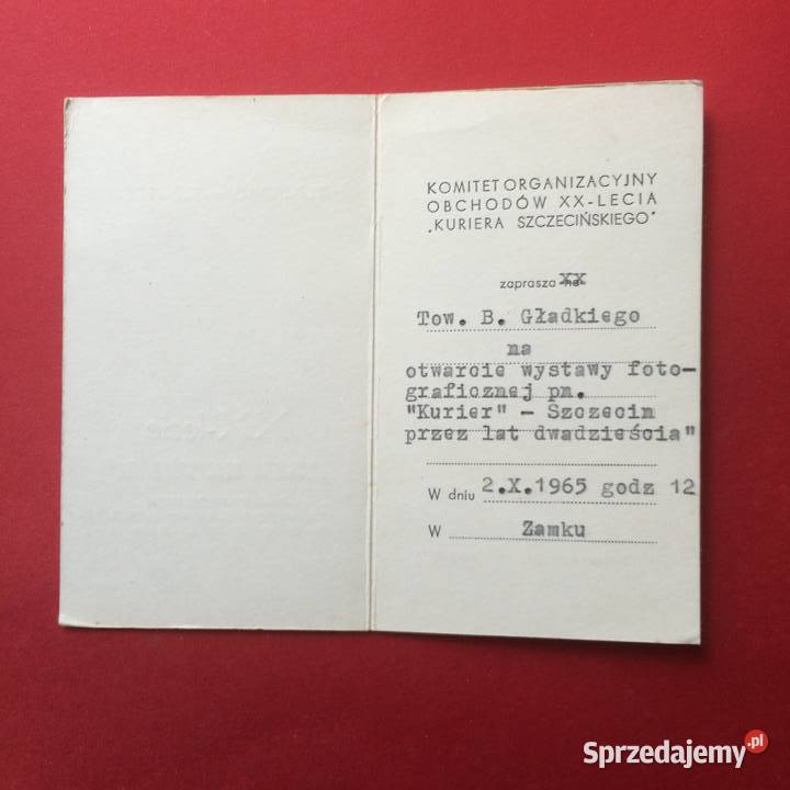 1355 ZaproszenieXX lecie Kuriera Szczecińskiego Antykwariat Szczecin