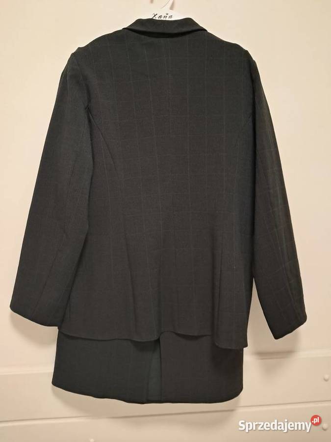 Żakiet ze spódnicą ciemnogranatowy 46 do niebieski