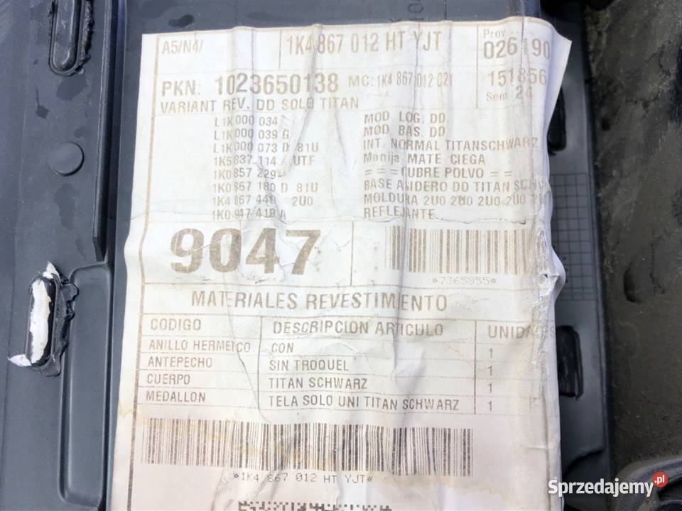 BOCZEK DRZWI PRAWY PRZÓD VW GOLF VI Kombi 0914 osobowe Tapicerki samochodowe podkarpackie sprzedam