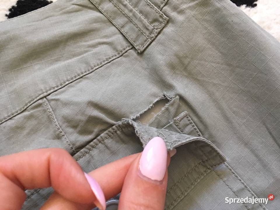 Nowe damskie spodenki szorty khaki 100 bawełna M Moda i Styl Nisko