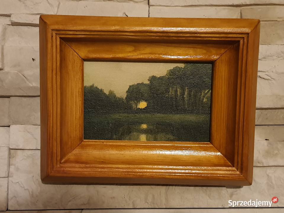 Miniatura malowana na płótnie akryl w drewnianej Sopot sprzedam