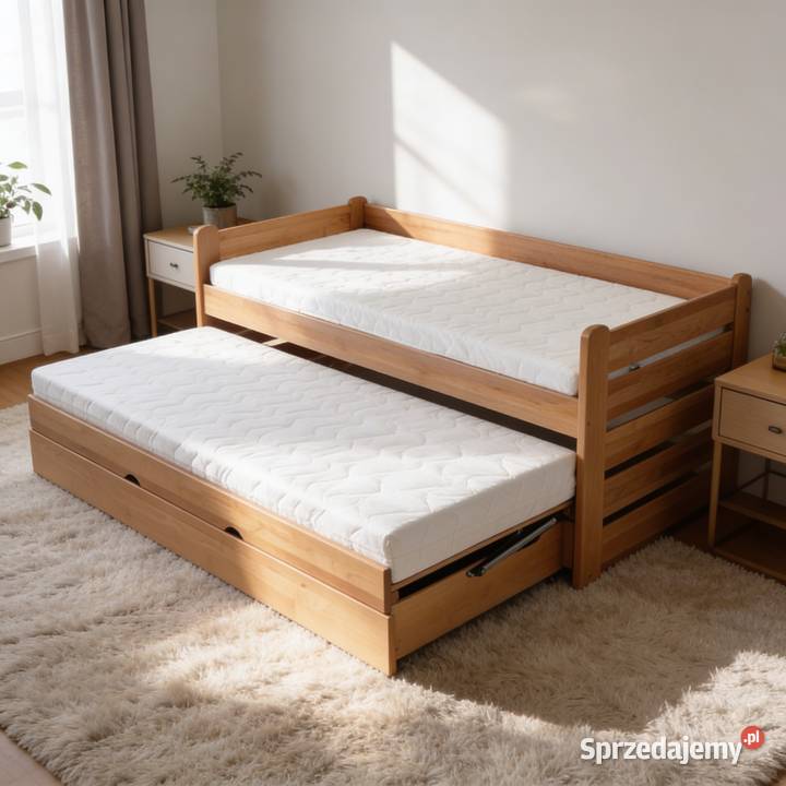 Łóżko piętrowe niskie bukowe FOR 2 PLUS GABI
