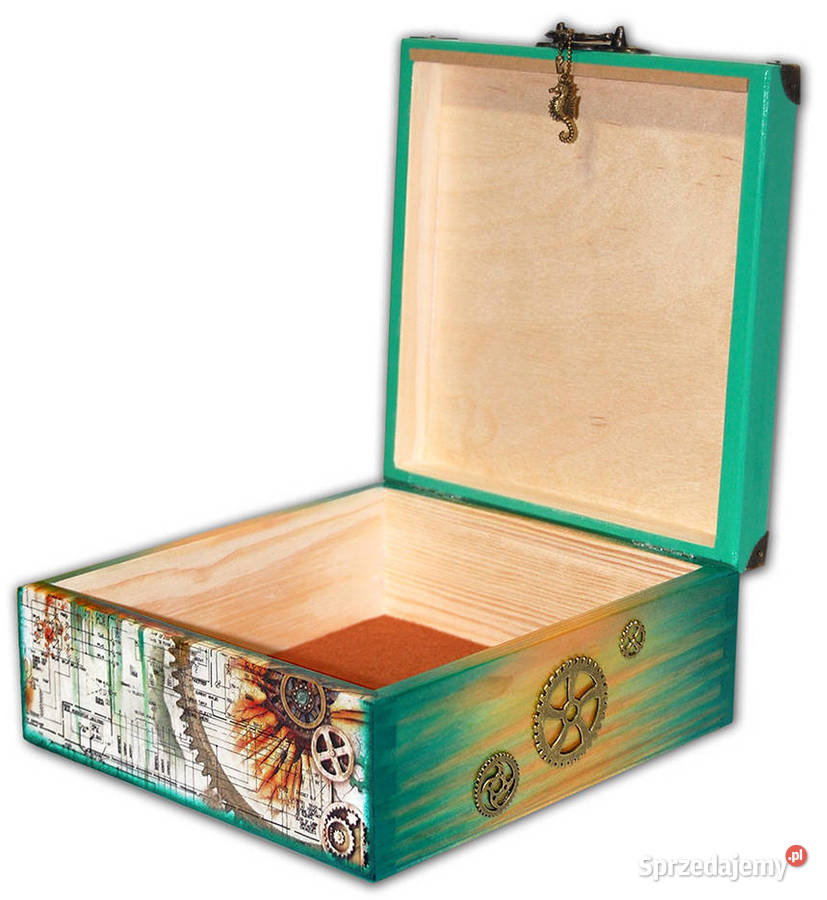 SZKATUŁKA drewniane pudełko SEA STEAMPUNK konik Bydgoszcz