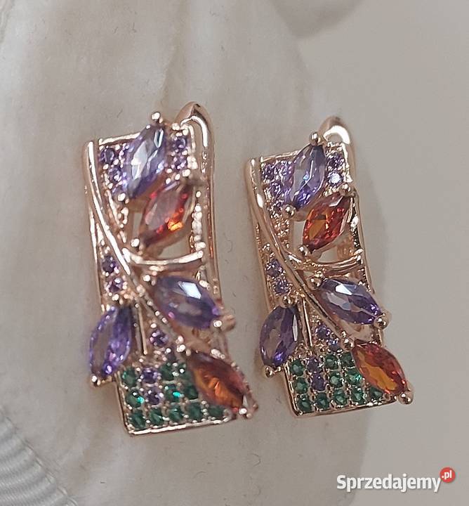 Kolczyki kolorowe Różowe Złoto 585 śląskie Gliwice