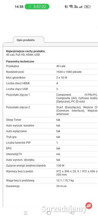 Telewizor LED Samsung 40 Dębno sprzedam