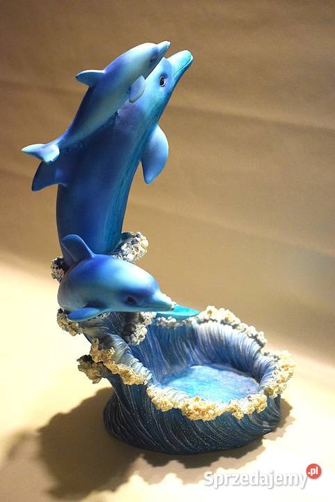 Delfiny duża figurka z żywicy wysokość 31 plus Chełmno