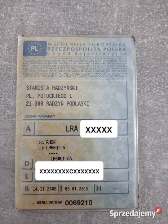 Dokumenty Skuter Pozostałe lubelskie Parczew