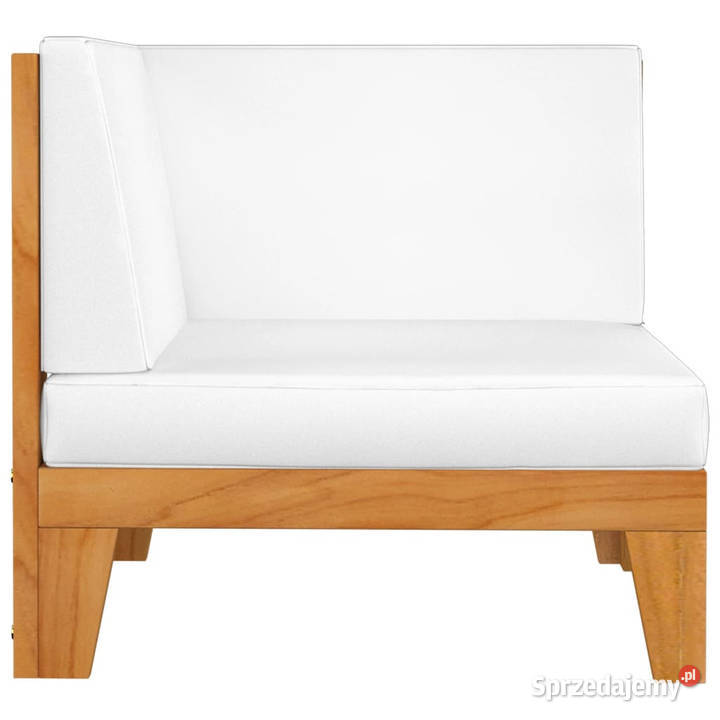 2osobowa sofa z kremowymi poduszkami lite drewno Zestawy mebli ogrodowych Warszawa