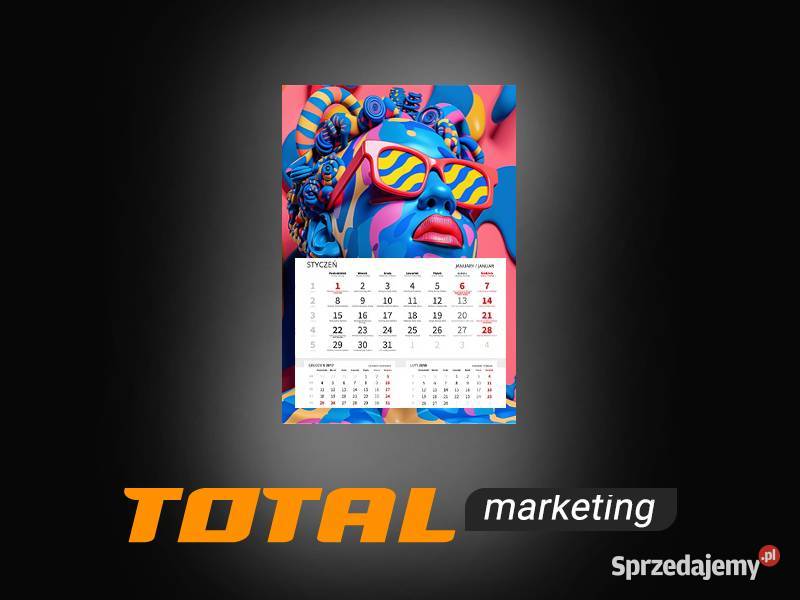 Kalendarz firmowy jednodzielny 1000 Projekt Grafika, Druk, Poligrafia Kraków reklama