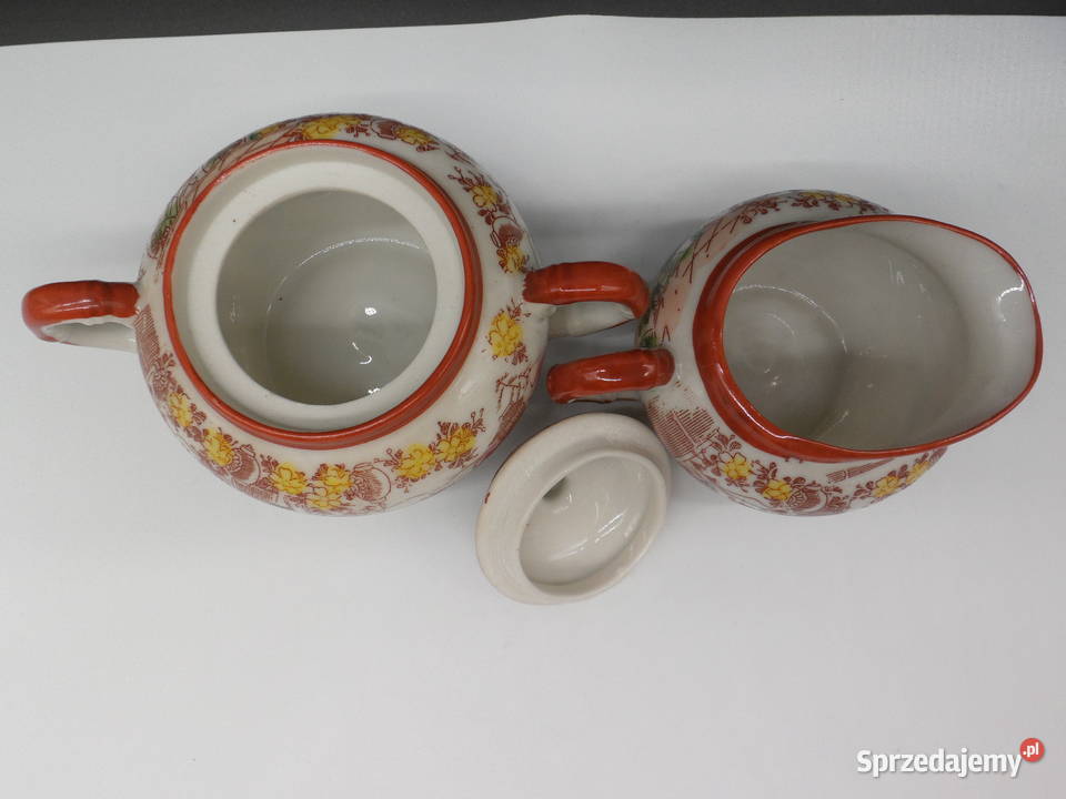 Stary Japoński Komplet Porcelanowy Cukiernica i Raszków