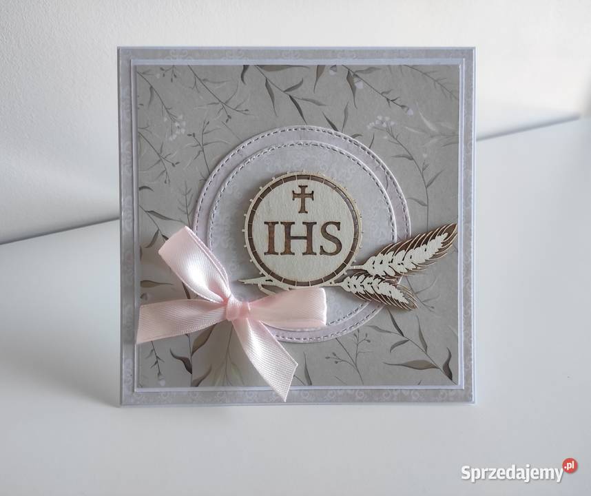 Kartka ręcznie robiona Pierwsza Komunia Święta Łódź