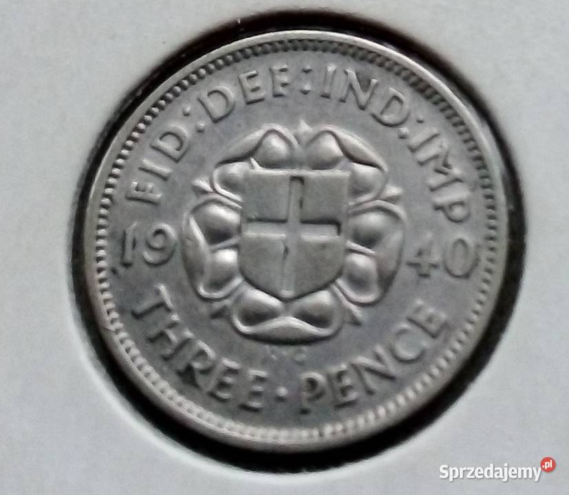 WIELKA BRYTANIATHREE PENCE1940 r SREBRO 500 Numizmatyka Legionowo