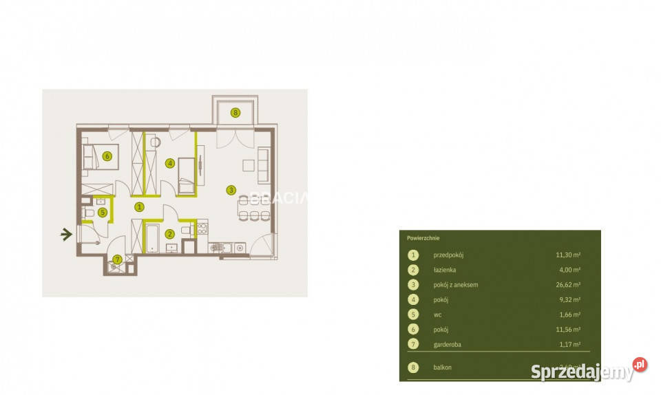 sprzedaży mieszkania 6562m2 3 pokoje Kraków małopolskie