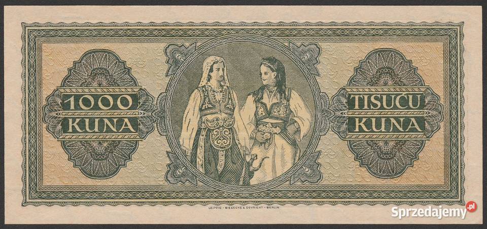Chorwacja 1000 kuna 1943 stan bankowy UNC Łódź