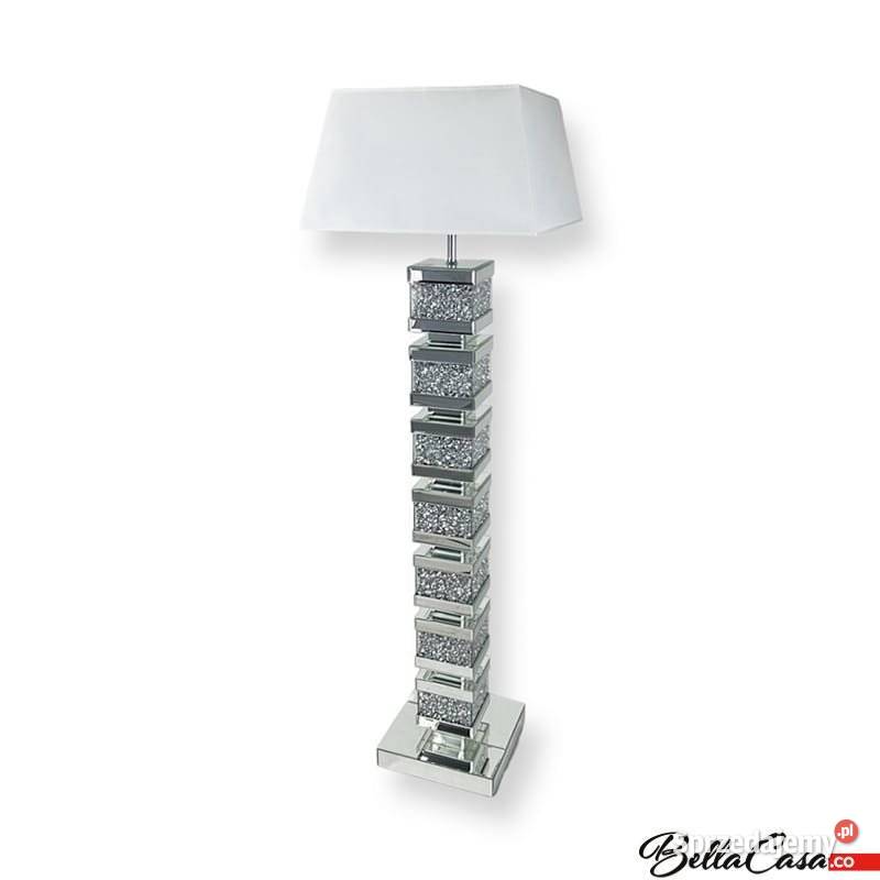 Lampa stojąca glamour dekorowana do salonu odcienie szarości Warszawa