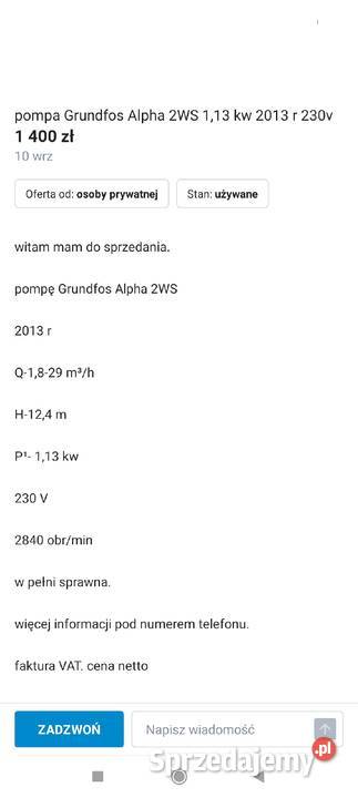 Pompa zatapialna szlamowa Grundfos Alpha 2WS Nowy Tomyśl
