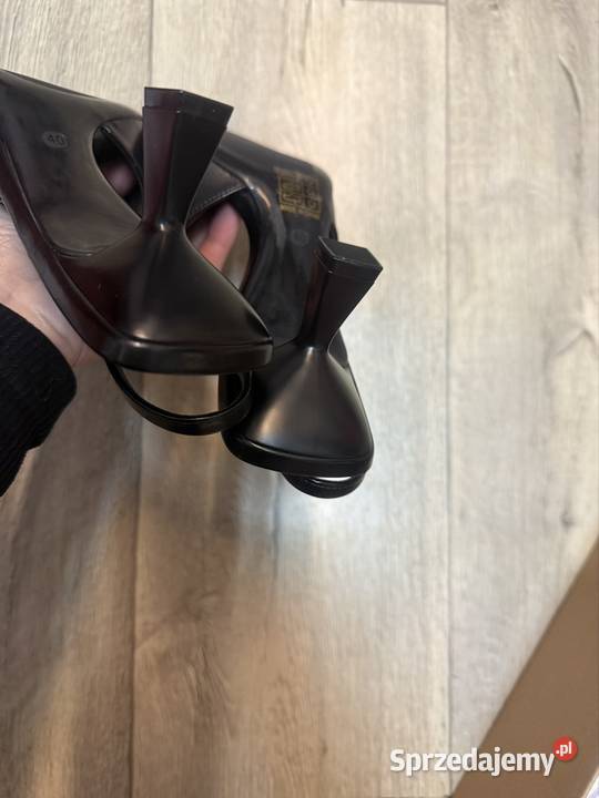 40 Czarne czółenka wieczorowe z odkrytą Pięta Czółenka Kraków