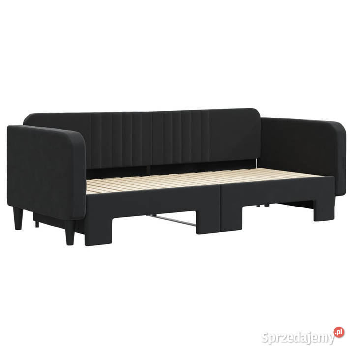 Sofa rozsuwana czarna aksamit 90x200 WM3197067 Łóżka Warszawa