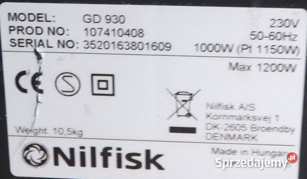 Odkurzacz biurowo hotelowy Nilfisk GD 930 dolnośląskie Wrocław