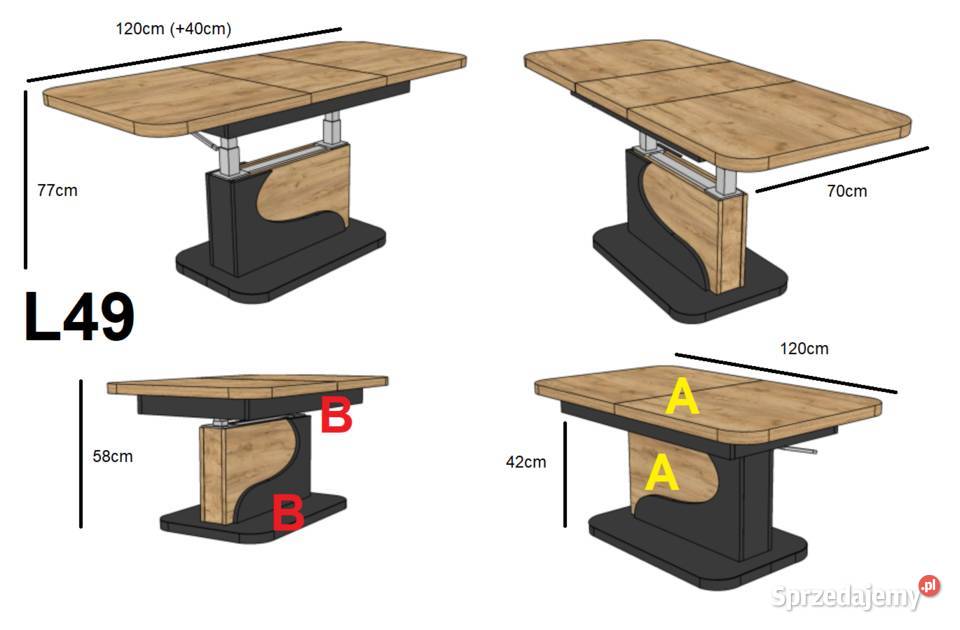 Ława L49 podnoszona rozkładana do 160 Gdańsk