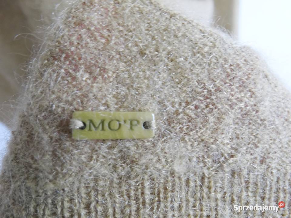Sweter Kardigan Moherowy Wełniany Limonkowy