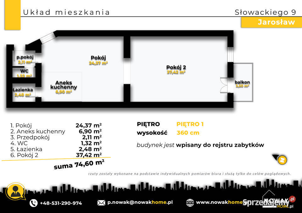 Słowackiego 9Jarosław7460 m2 pokoje I piętro blacha podkarpackie Jarosław