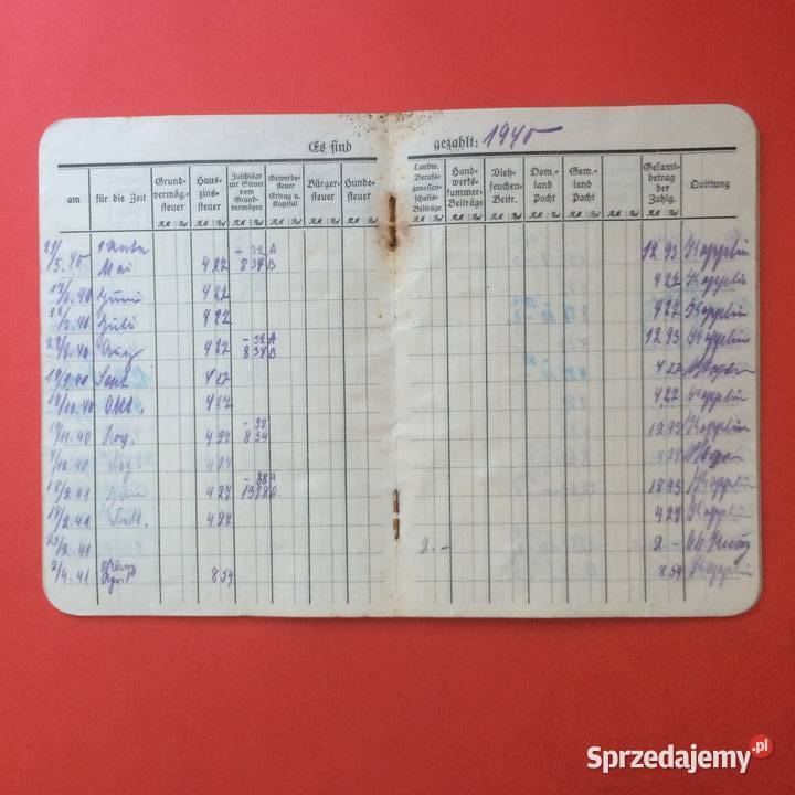 1796 Niemiecka Książeczka Opłat Dolice sprzedam