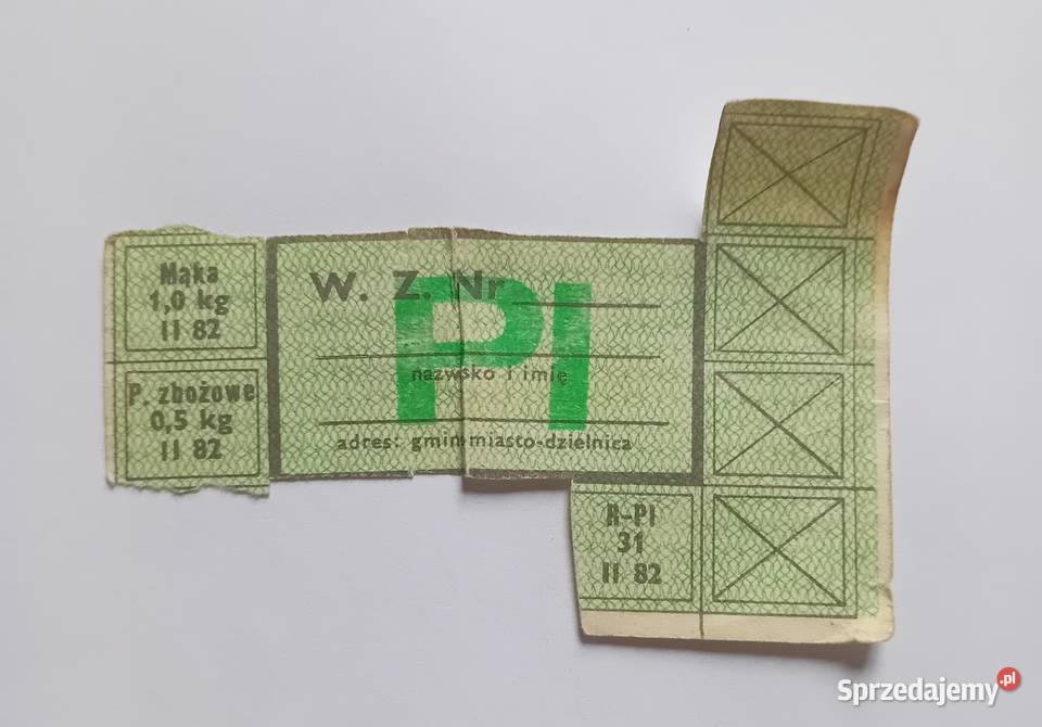 Kartka zaopatrzeniowa PI luty 1982r Oryginał z Koźminek