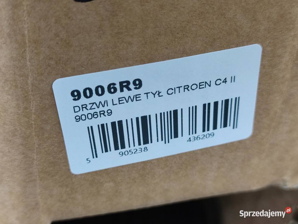 DRZWI LEWY TYŁ CITROEN C4 II NC 2010 9006R9 osobowe
