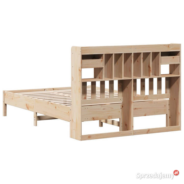 Łóżko z regałem bez materaca sosnowe 140x190