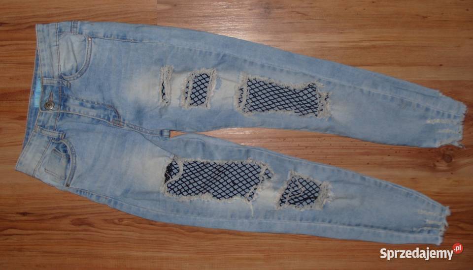 Jeansowe Spodnie MISS RJz Kabaretkową wstawką Rozmiar 152 wielkopolskie Rawicz