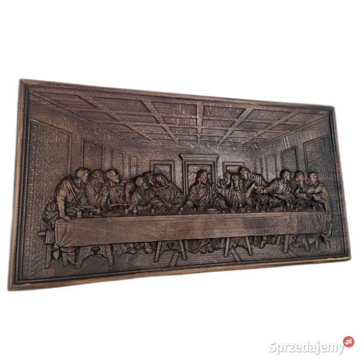 Ostatnia Wieczerza drewniana płaskorzeźba Malechowo