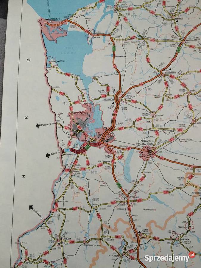 2537 Mapa Sieci Dróg Krajowych Woj Koszalinskie Szczecin