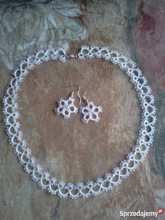 Komplet biżuterii frywolitkowej Wiśniowa sprzedam